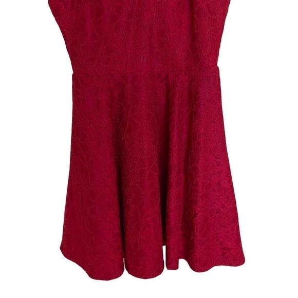 Lulu's Way With Words Berry Red Lace Skater Dress, Size Small - Picture 7 of 12